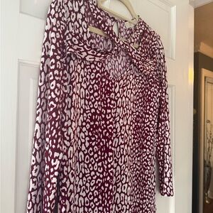 MICHAEL Michael Kors Burgundy and White Animal-Print Long-Sleeve Tops